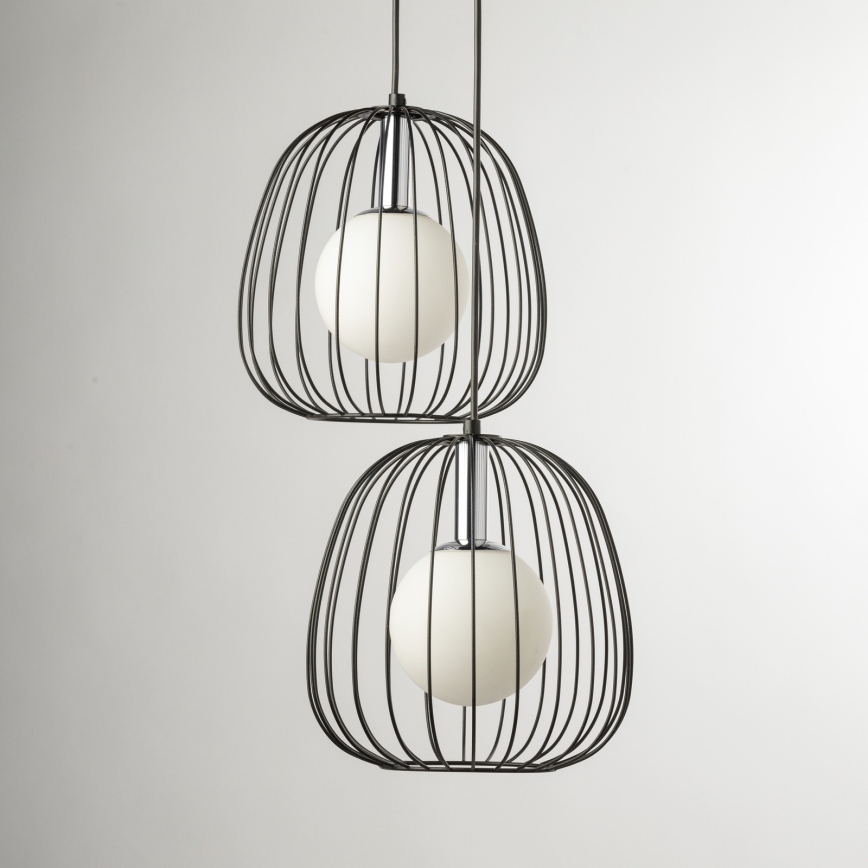 Luster na lanku BELL 2xG9/12W/230V čierna/lesklý chróm