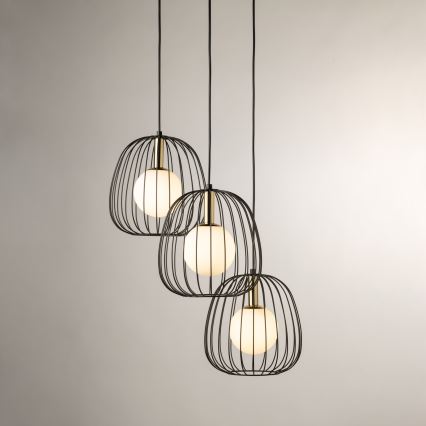 Luster na lanku BELL 3xG9/12W/230V čierna/zlatá