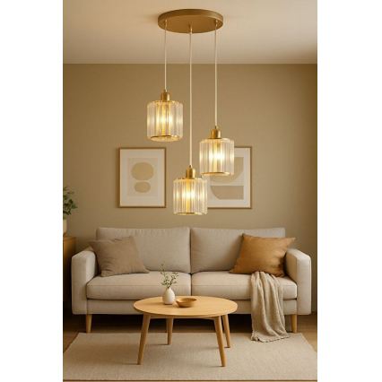 Luster na lanku BELLA 3xE27/40W/230V zlatý