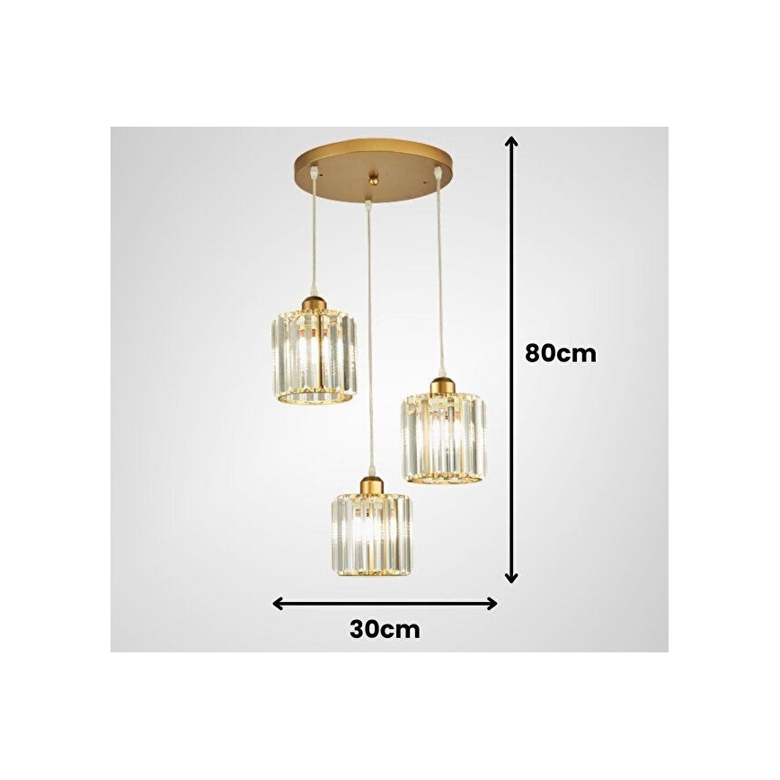 Luster na lanku BELLA 3xE27/40W/230V zlatý