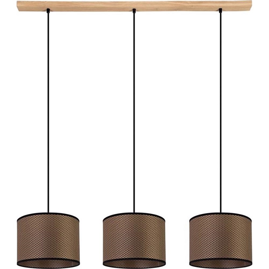 Luster na lanku BENITA 3xE27/40W/230V hnedá/dub