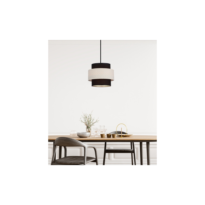 Luster na lanku BENTA 1xE27/40W/230V čierna/krémová