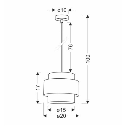 Luster na lanku BENTA 1xE27/40W/230V čierna/krémová