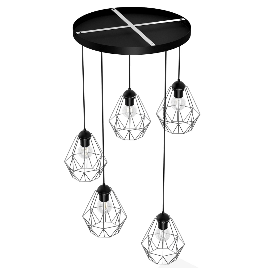 Luster na lanku BERGEN 5xE27/60W/230V čierna/lesklý chróm