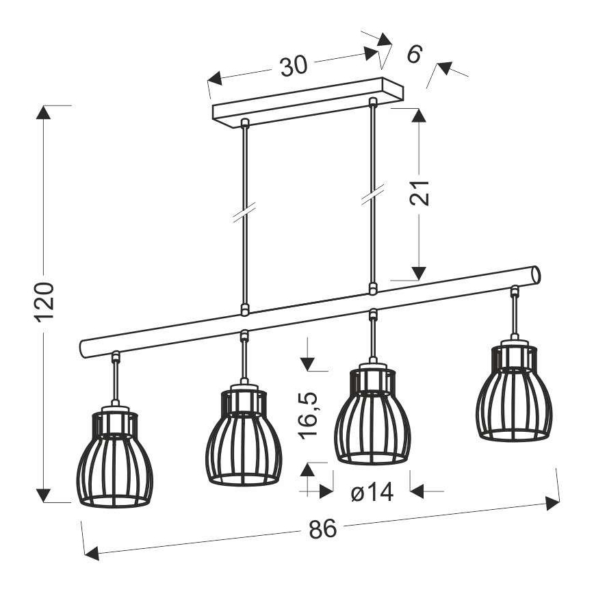 Luster na lanku BERNITA 4xE27/60W/230V