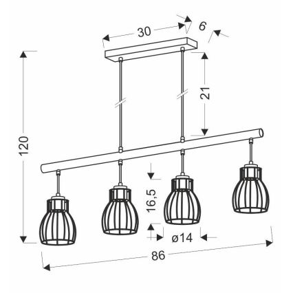Luster na lanku BERNITA 4xE27/60W/230V