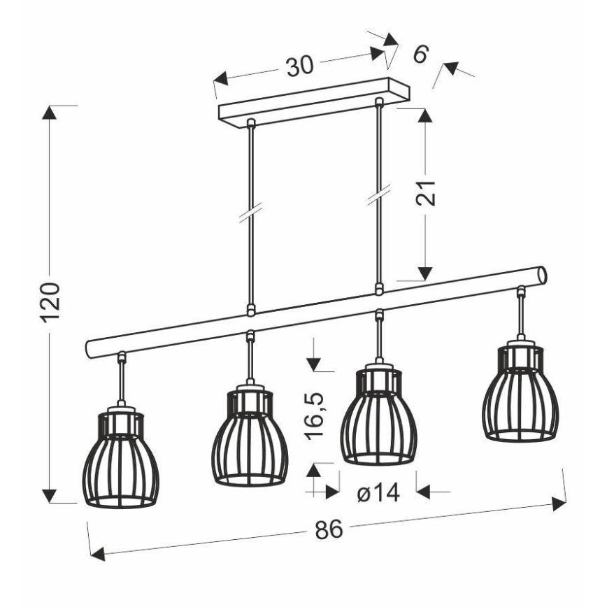 Luster na lanku BERNITA 4xE27/60W/230V