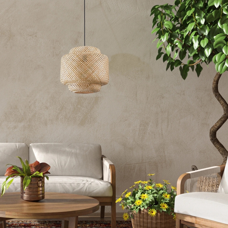 Luster na lanku BERTA 1xE27/20W/230V pr. 40 cm bambus