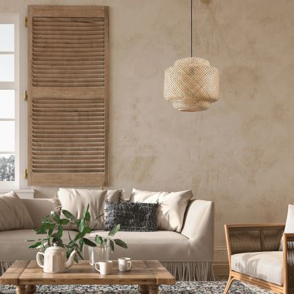 Luster na lanku BERTA 1xE27/20W/230V pr. 40 cm bambus