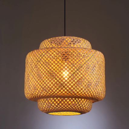 Luster na lanku BERTA 1xE27/20W/230V pr. 40 cm bambus