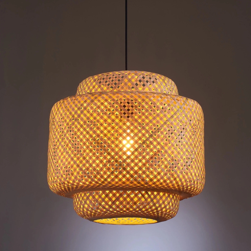Luster na lanku BERTA 1xE27/20W/230V pr. 40 cm bambus