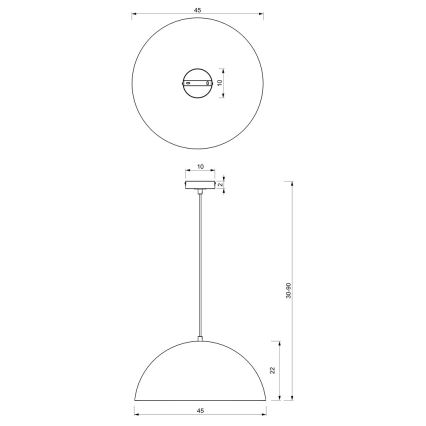 Luster na lanku BETA 1xE27/60W/230V pr. 45 cm čierna