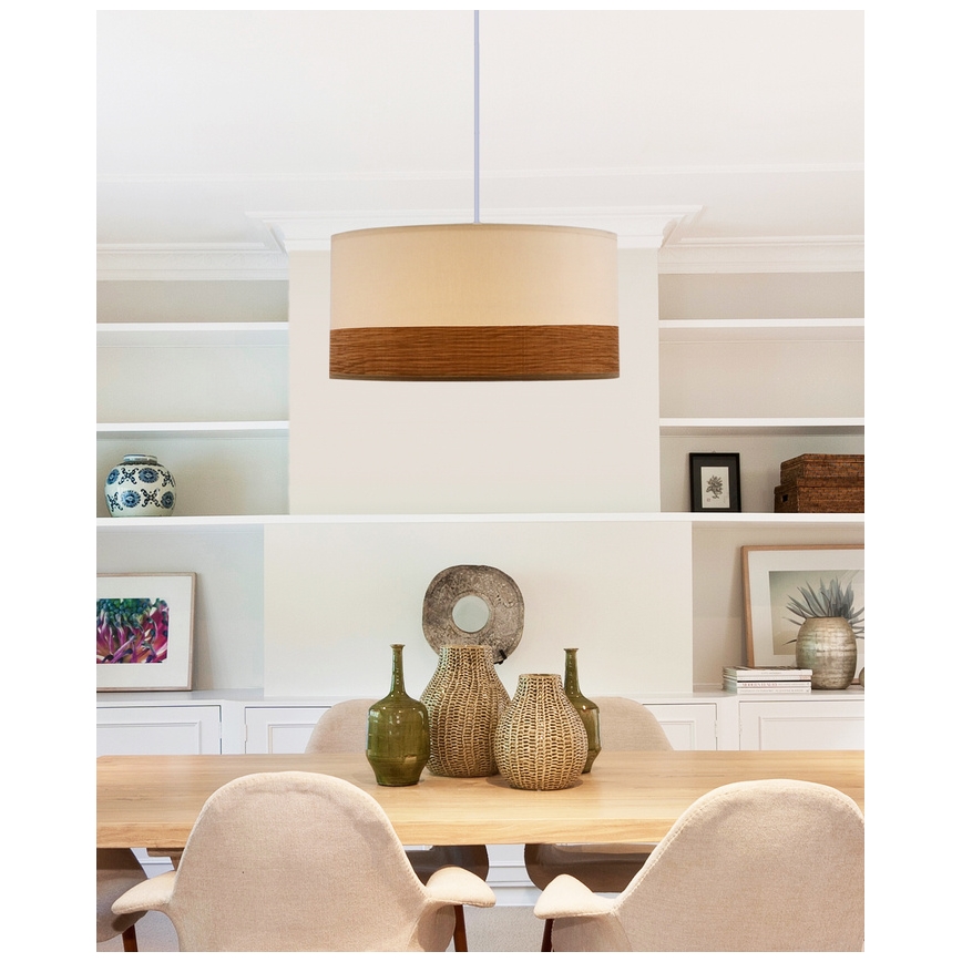 Luster na lanku BIANCO 1xE27/40W/230V biela/hnedá