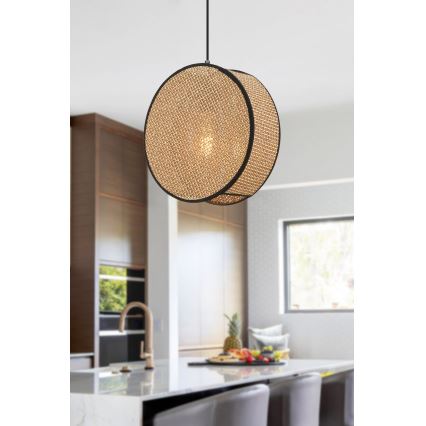 Luster na lanku BIG DRUM 1xE27/60W/230V hnedá/čierna