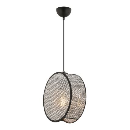 Luster na lanku BIG DRUM 1xE27/60W/230V sivá/čierna