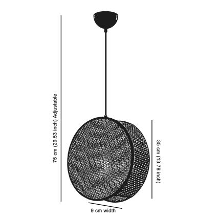 Luster na lanku BIG DRUM 1xE27/60W/230V sivá/čierna