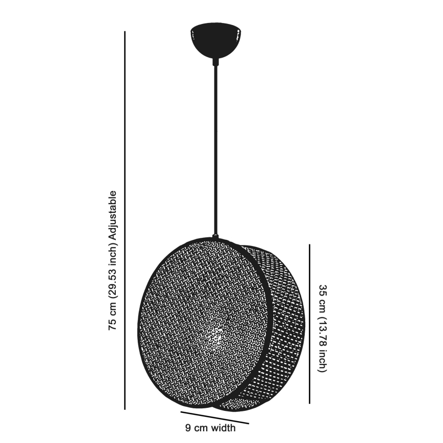 Luster na lanku BIG DRUM 1xE27/60W/230V sivá/čierna