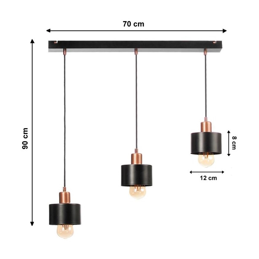 Luster na lanku BODO 3xE27/60W/230V
