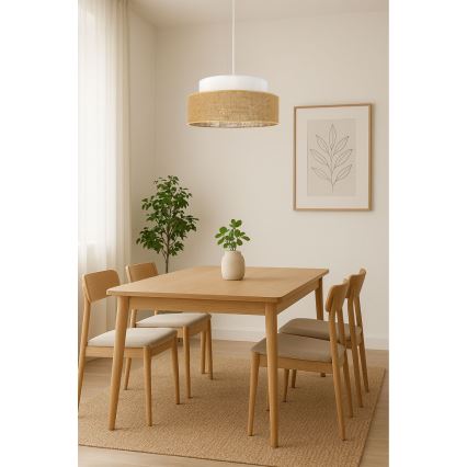 Luster na lanku BOHO 1xE27/60W/230V biela/béžová