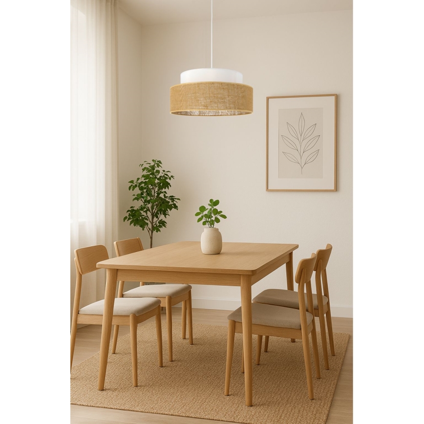 Luster na lanku BOHO 1xE27/60W/230V biela/béžová