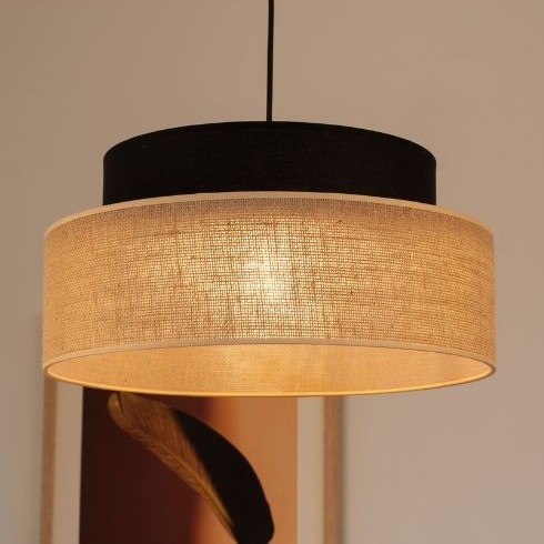 Luster na lanku BOHO 1xE27/60W/230V čierna/béžová