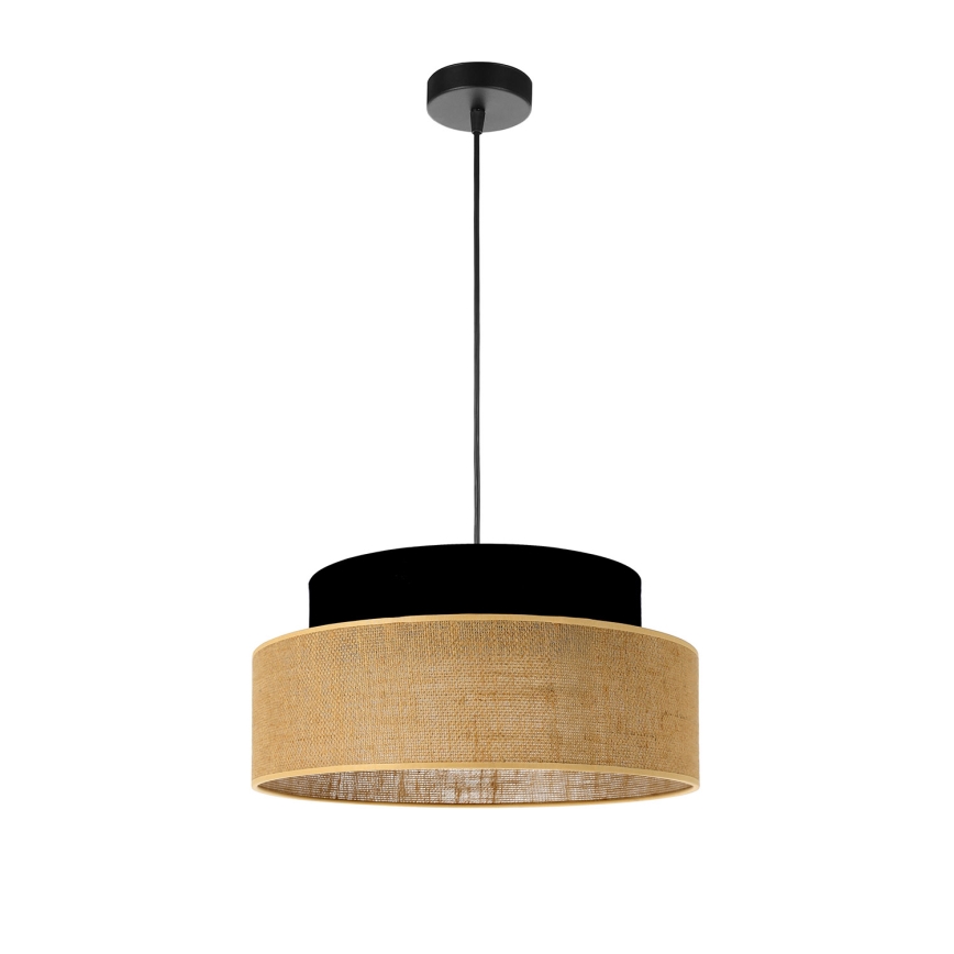 Luster na lanku BOHO 1xE27/60W/230V čierna/béžová