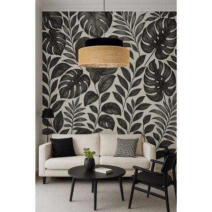 Luster na lanku BOHO 1xE27/60W/230V čierna/béžová