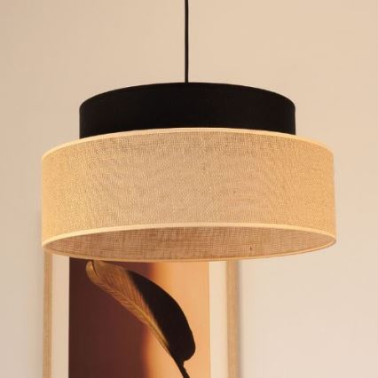Luster na lanku BOHO 1xE27/60W/230V čierna/béžová
