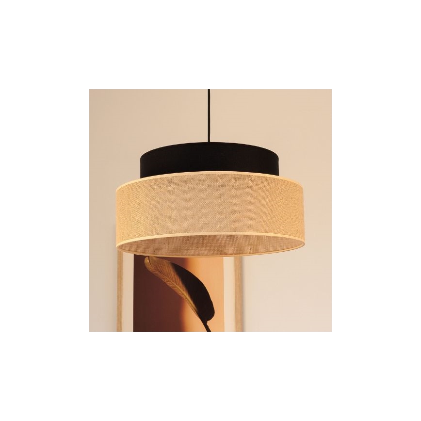 Luster na lanku BOHO 1xE27/60W/230V čierna/béžová