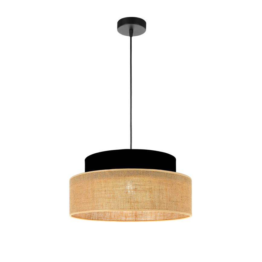 Luster na lanku BOHO 1xE27/60W/230V čierna/béžová