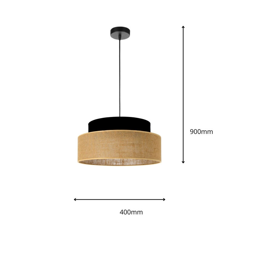 Luster na lanku BOHO 1xE27/60W/230V čierna/béžová