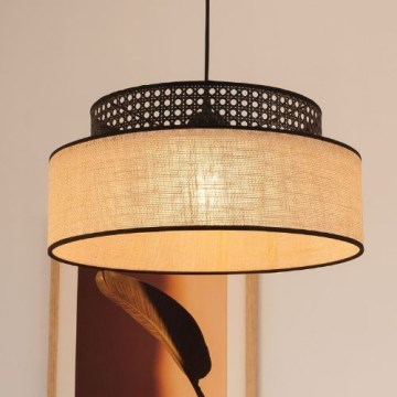 Luster na lanku BOHO 1xE27/60W/230V čierna/ratan
