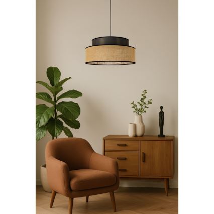 Luster na lanku BOHO 1xE27/60W/230V hnedá/béžová