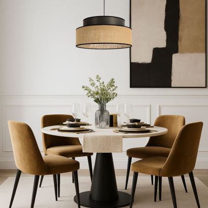 Luster na lanku BOHO 1xE27/60W/230V hnedá/béžová