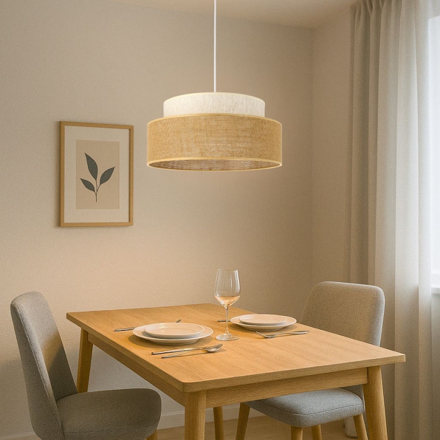Luster na lanku BOHO 1xE27/60W/230V krémová/béžová