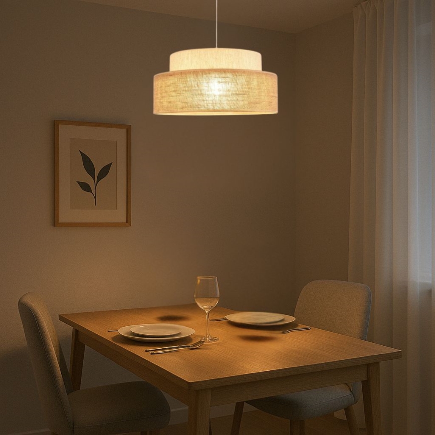 Luster na lanku BOHO 1xE27/60W/230V krémová/béžová