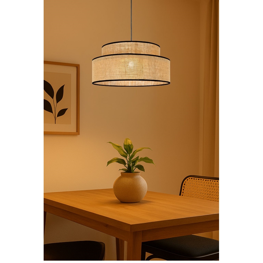 Luster na lanku BOHO 1xE27/60W/230V pr. 40 cm béžová