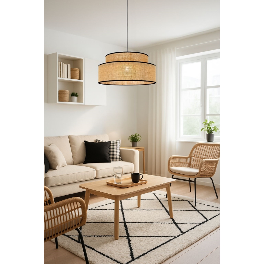 Luster na lanku BOHO 1xE27/60W/230V pr. 40 cm béžová