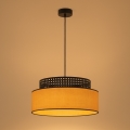 Luster na lanku BOHO 1xE27/60W/230V pr. 40 cm čierna/ratan