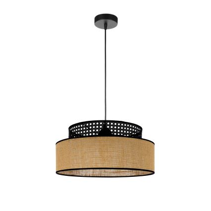 Luster na lanku BOHO 1xE27/60W/230V pr. 40 cm čierna/ratan