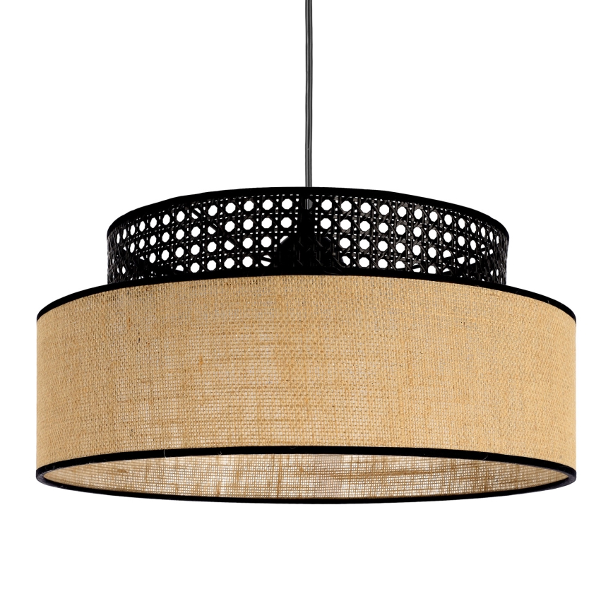 Luster na lanku BOHO 1xE27/60W/230V pr. 40 cm čierna/ratan