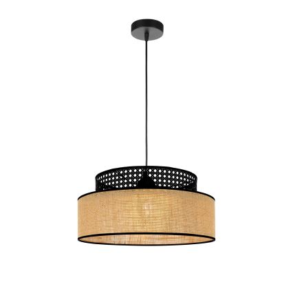 Luster na lanku BOHO 1xE27/60W/230V pr. 40 cm čierna/ratan