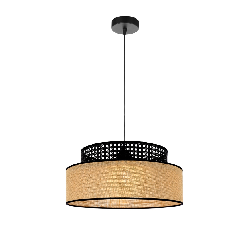 Luster na lanku BOHO 1xE27/60W/230V pr. 40 cm čierna/ratan