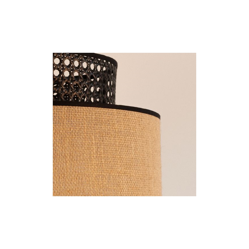 Luster na lanku BOHO 1xE27/60W/230V pr. 40 cm čierna/ratan