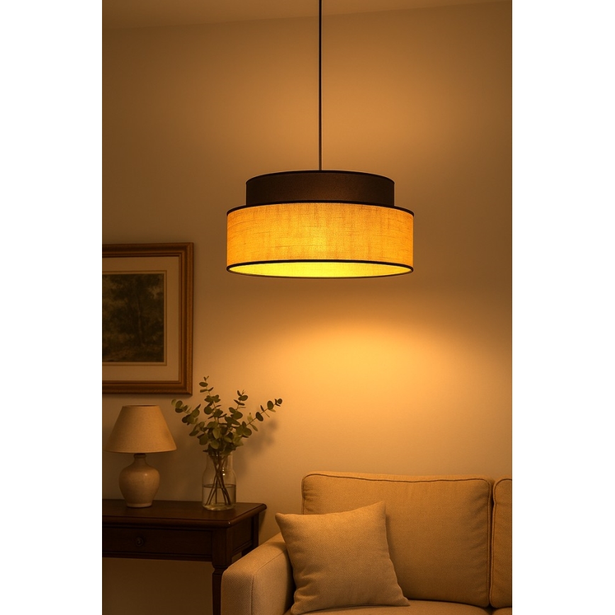 Luster na lanku BOHO 1xE27/60W/230V pr. 40 cm hnedá/béžová