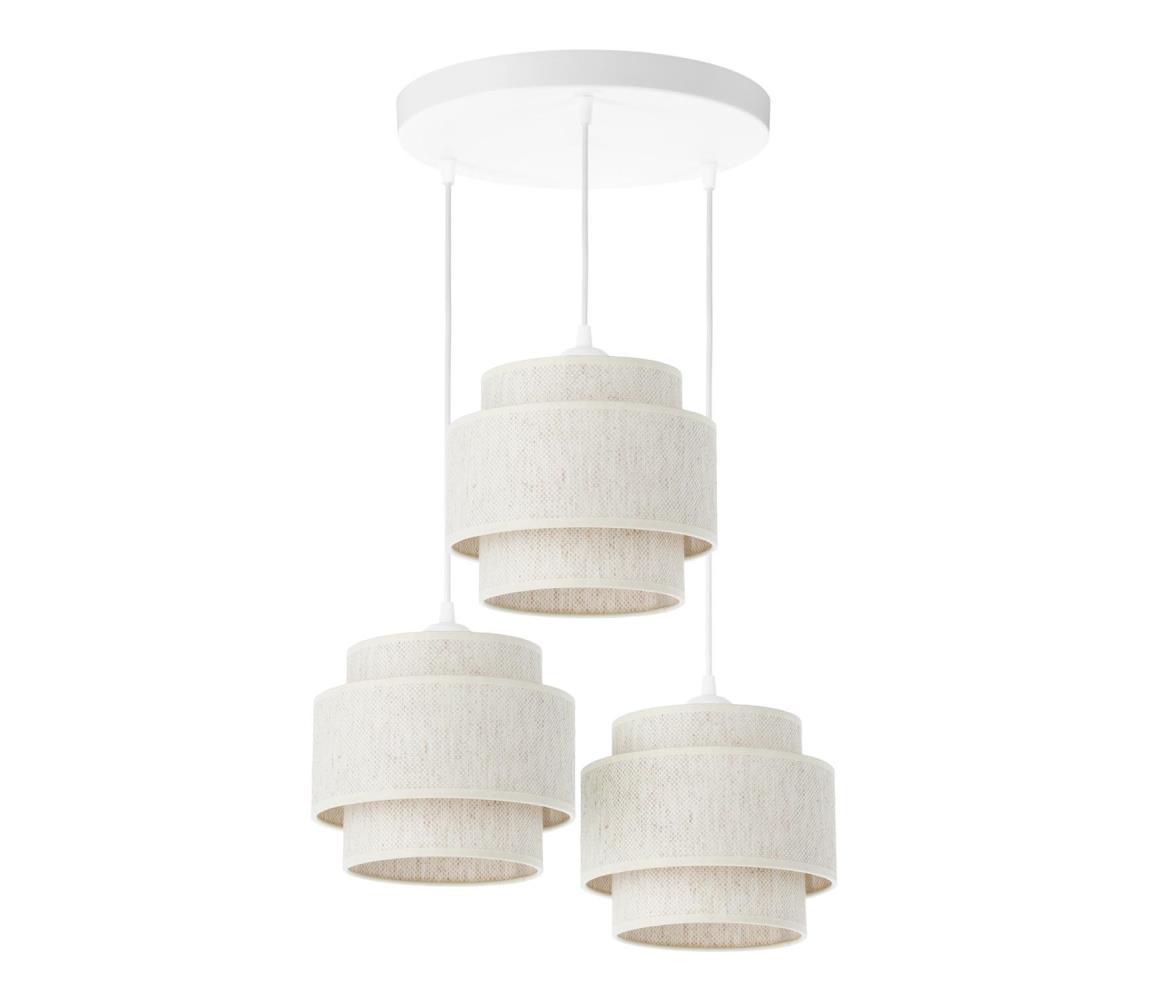 Luster na lanku BOHO 3xE27/60W/230V biela H0186