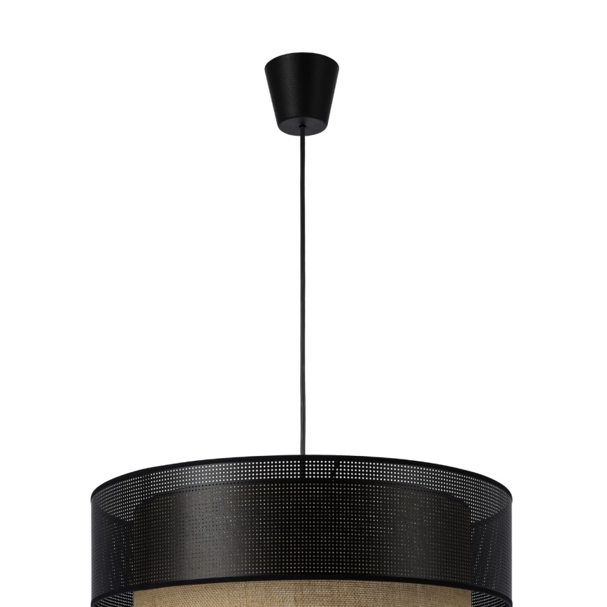 Luster na lanku BORHO 1xE27/60W/230V pr. 50 cm čierna/juta