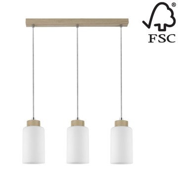 Luster na lanku BOSCO 3xE27/60W/230V breza – FSC certifikované