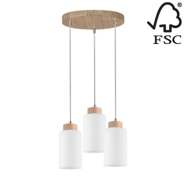 Luster na lanku BOSCO 3xE27/60W/230V dub – FSC certifikované