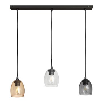Luster na lanku BRILLANT 3xE27/15W/230V béžová/číra/šedá